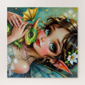 Puzzle Jolie fille thème fée et dragon (Horizontal)