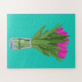 Puzzle Jolie fleur de tulipe Illustration moderne + Nom (Horizontal)