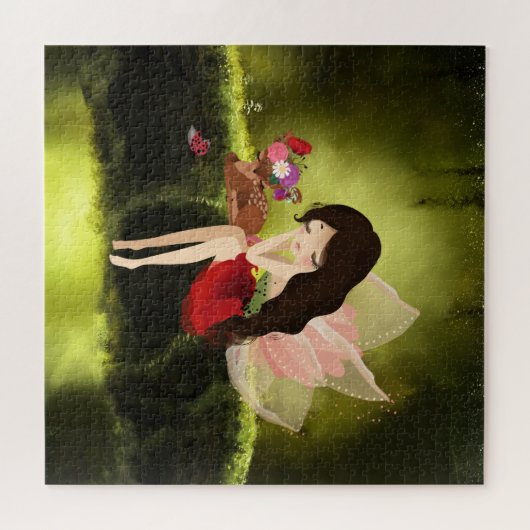 Puzzle Jolie Forêt Fée Et Cerf Enchantée (Horizontal)