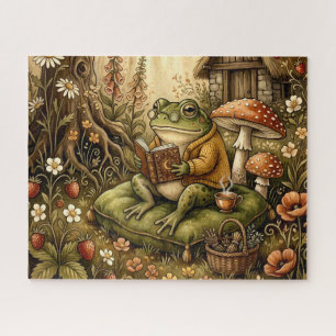 Puzzle Jolie grenouille de lecture de jardin confortable