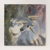 Puzzle Jolie licorne, château et arc-en-ciel (Horizontal)