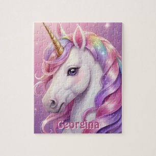Puzzle Jolie licorne rose avec nom