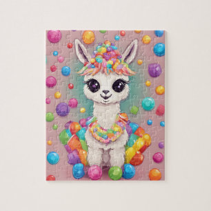 Puzzle Jolie Llama colorée avec bonbons et bonbons