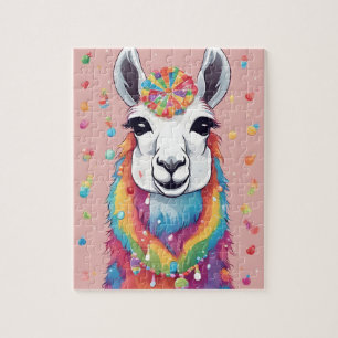 Puzzle Jolie Llama colorée avec bonbons et bonbons