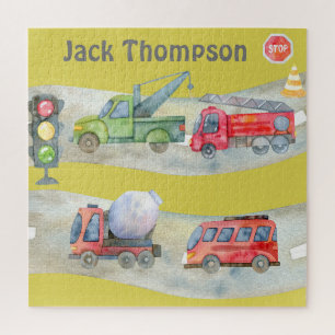 Puzzle Jolie monogramme couleur aquarelle voitures dans l