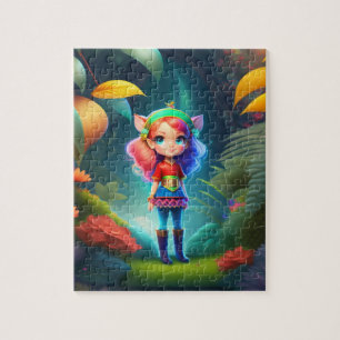 Puzzle Jolie Petite Fille Elfe Colorée Mignonne