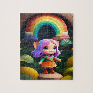 Puzzle Jolie Petite Fille Elfe Mignonne Colorée
