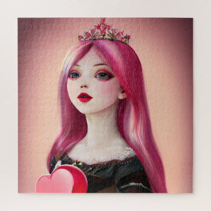 Puzzle Jolie princesse haïe rose avec Tiara