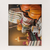 Puzzle Jolie scène de lecture cosy d'automne (Vertical)
