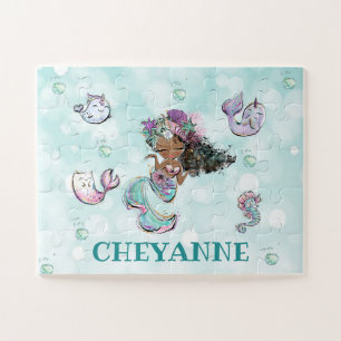 Puzzle Jolie sirène noire, enfant de sirène afro-américai