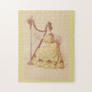 Puzzle Jolie Vintage Lady Jouant De La Musique Sur Une Ha