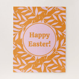 Puzzle Jolies branches pastel - orange et rose Pâques