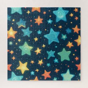Puzzle Jolies étoiles brillantes sur fond bleu