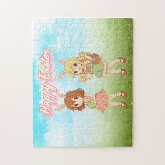 Puzzle Jolies filles lapins de Pâques d'anime (Vertical)