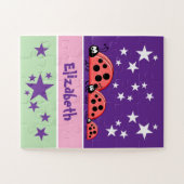 Puzzle Jolis coccinelles étoiles nom violet enfants (Horizontal)