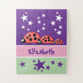 Puzzle Jolis coccinelles étoiles nom violet enfants (Vertical)