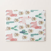 Puzzle Jolis Llamas roses et Cactus vert (Horizontal)