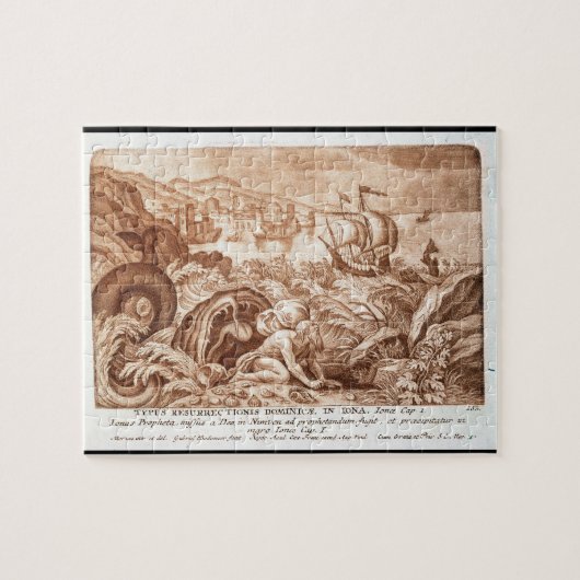 Puzzle Jonas et la baleine, illustration d'une bible, en (Horizontal)
