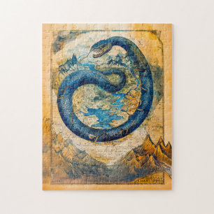 Puzzle Jörmungandr le serpent de Midgard sur la carte du