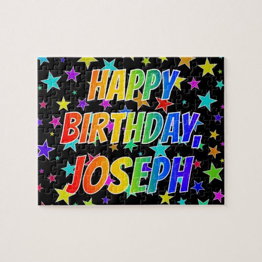 Puzzle "JOSEPH" Prénom, Amusant "HEUREUX ANNIVERSAIRE" (Horizontal)