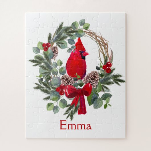 Puzzle Jote Chrismas Cardinal Bird Nature Nom personnalis (Vertical)