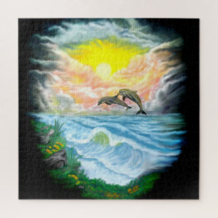 Puzzle Jouer aux dauphins sous le soleil