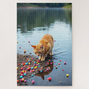 Puzzle Jouer Chat Orange Profite De Soins Colorés