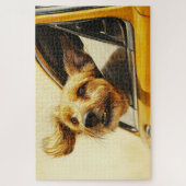 Puzzle Jouer Chien Profitant De Voiture Ride Art (Vertical)