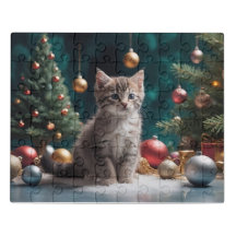 Jouer Kitten de Noël par l'arbre avec ornement