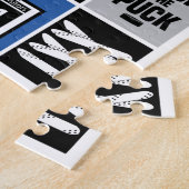 Puzzle Joueur à bascule pour éléments de hockey bleu (Côté)