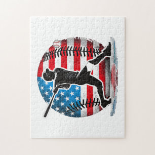 Puzzle Joueur de baseball américain avec les États-Unis