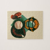 Puzzle Joueur de baseball vintage, Catcher avec Mitt (Horizontal)