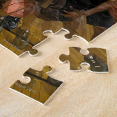 Puzzle Joueur de basket-ball boule dribble sur le terrain (Côté)