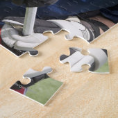 Puzzle Joueur de crosse sérieux tenant la crosse (Côté)