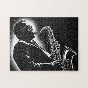 Puzzle Joueur de saxophone de style graphique NB 50s