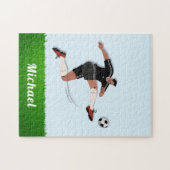 Puzzle Joueur de soccer du garçon Nom Athlète Sport Thème (Horizontal)