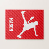 Puzzle Joueur de tennis ; Scarlet Red Strips (Horizontal)
