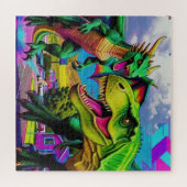 Puzzle Jouons - Dragon Vert et Dinosaure (Horizontal)
