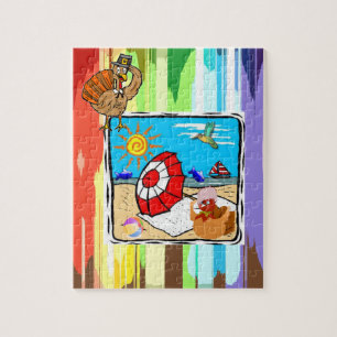 Puzzle Jour de bon thanksgiving Jigsaw Puzzle, Beach Turq