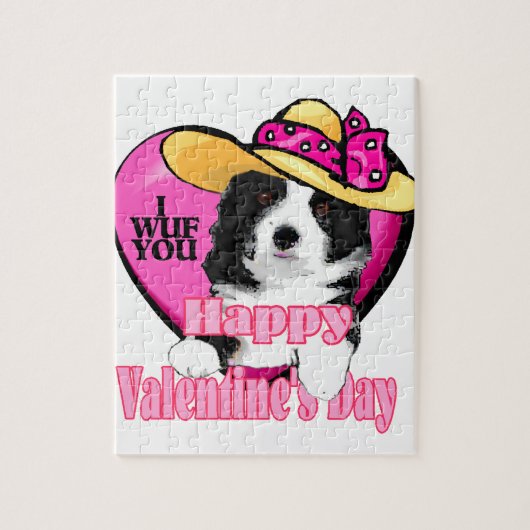 Puzzle Jour de la frontière Collie Valentines (Vertical)