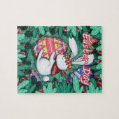 Puzzle Jour de Pâques Lapin Mignon Serrant un Œuf Décoré (Horizontal)