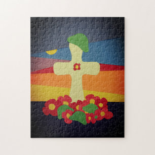 Puzzle Jour du Souvenir Soldat Tombé Grave Red Poppies