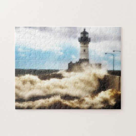 Puzzle Jour orageux, phare Duluth Minnesota (Horizontal)