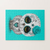 Puzzle Jour turquoise mignon du bleu mort de hibou de (Horizontal)