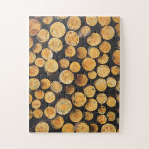 Puzzle Journaux d'arbre en bois coupé empilé
