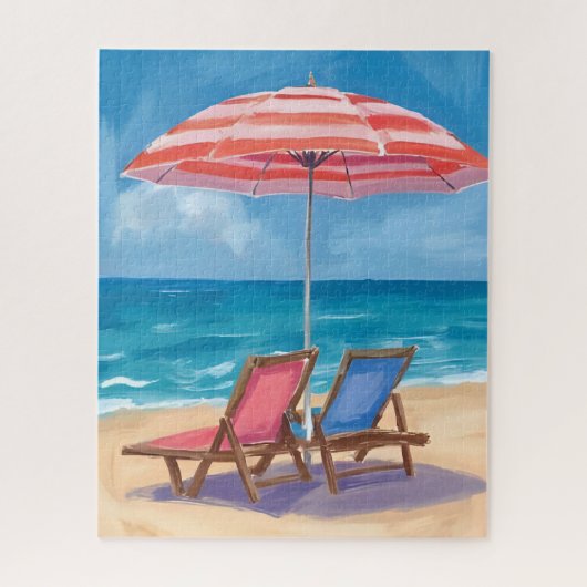 Puzzle Journée de plage à Cape Cod | Océan aquarelle MA (Vertical)