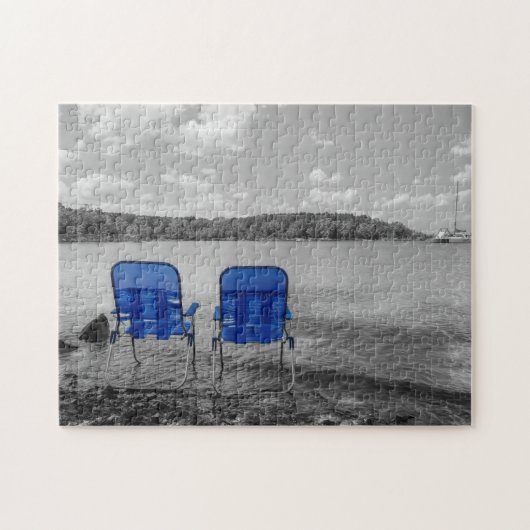 Puzzle Journée Parfaite Au Lac Grayscale (Horizontal)