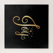 Puzzle "Joy" Black Gold Script Élégant Holiday Fun Family (Horizontal)