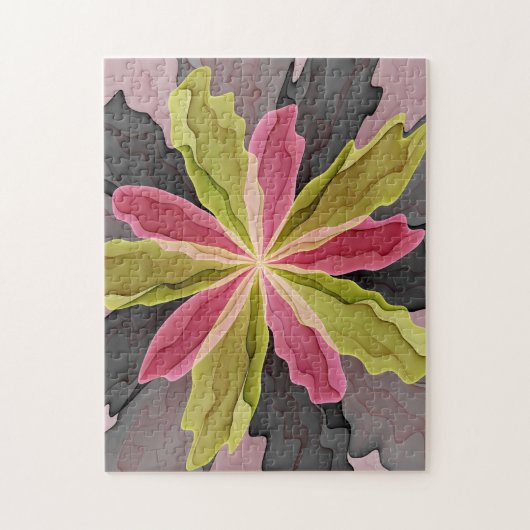 Puzzle Joy, Vert rose Anthracite Imaginaire Fleur Fractal (Vertical)