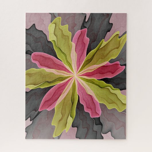 Puzzle Joy, Vert rose Anthracite Imaginaire Fleur Fractal (Vertical)